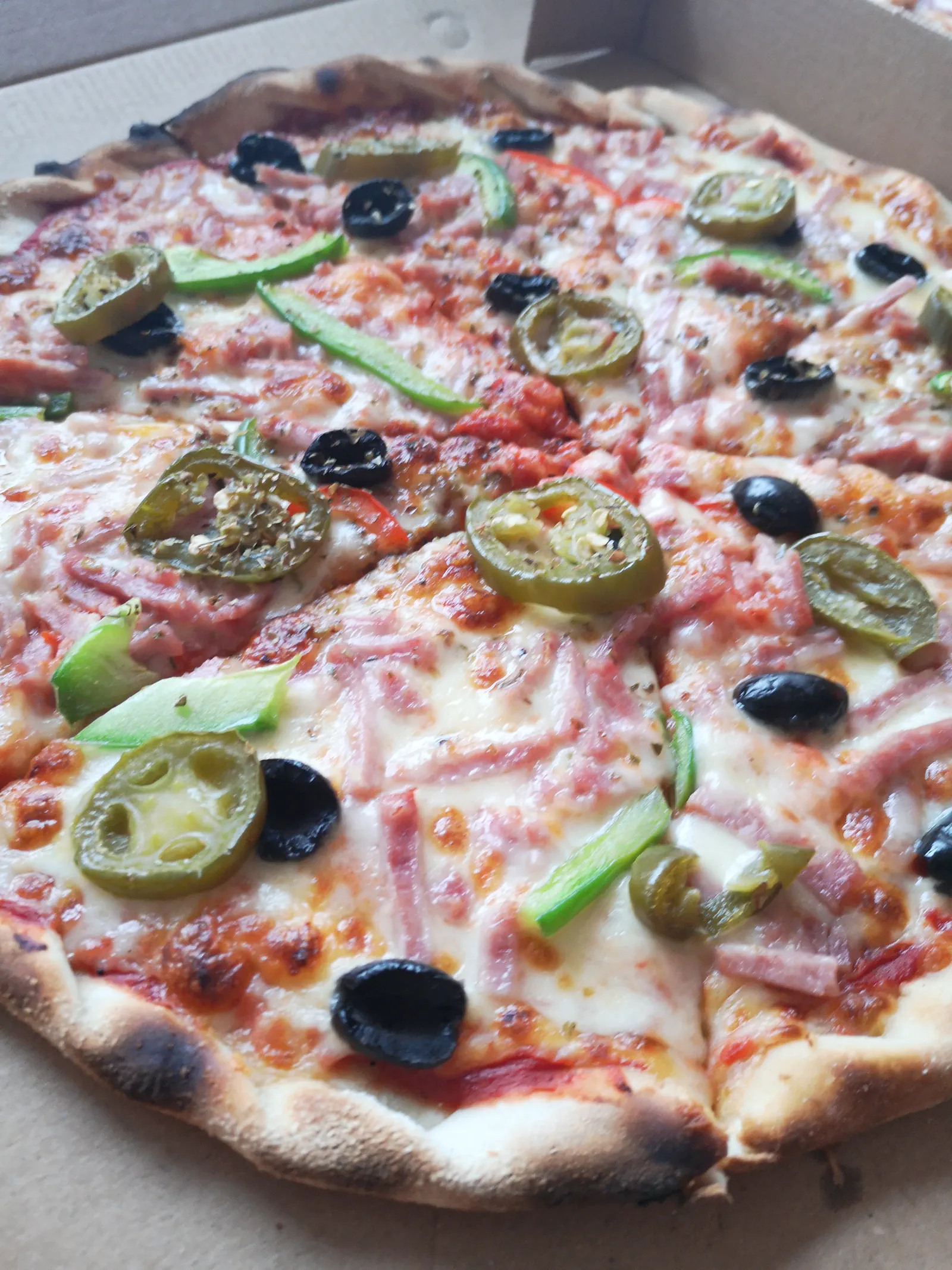 A freshly baked pizza from The Square